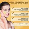 ANAiRUi Turmeric Vitamin C Clay Mask With Turmeric Vitamin C and Kaolin clay for Deeply Cleansing and Hydrating Reduce Acne Dark Spots Blackheads