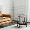 Saturey Side Table Rectangular Side Table Wrought Iron Movable Dining Car Home Living Room Sofa Side Decoration Small Coffee Table Kitchen Double