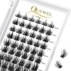 Cluster Lashes QUEWEL 72 Pcs DIY Cluster Eyelash Extension Soft Individual Eyelashes D Curl Eyelash Clusters MIX816mm Length Lightweight For Pers