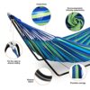 Hammock with Stand, Double Cotton Hammock with Spreader Bars, Space-Saving and Adjustable Steel Stand Perfect for Garden Camping Travel Backyard,