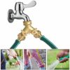 2 Way Brass Tap Connector, Garden Hose Splitter 2 Way Y Valve Brass Hose Connector Garden Tap with 2Pcs 3/4" Garden Hose Tap Connector