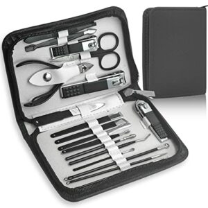 Manicure Set Nail Clippers Kit For Womenmen 18 in 1 Professional Stainless Steel Pedicure Care Tools Kit Nail Cutter Set Scissors Grooming Kit Wi