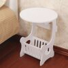 European Mini Plastic Round Coffee Tea Table Home Simple Plastic Living Room Bedroom Storage Shelf Bedside Table White