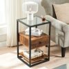 2Tier End Table  Nightstand with Drawer  Industrial Telephone Table  Bedside Table with Storage Shelf  Side Table Living Room Bedroom Office 40X4