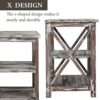 MyGift Rustic Farmhouse Torched Wood X Design End Table 3 Tier Living Room Side Table with Storage Shelves