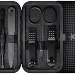 Manicure Sets 7Pcs for Men  Women Fashion Professional Stainless Steel Nail Clippers Pedicure Kit Grooming Tools by RK Beauty BLACK