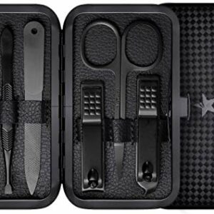 Manicure Sets 7Pcs for Men  Women Fashion Professional Stainless Steel Nail Clippers Pedicure Kit Grooming Tools by RK Beauty BLACK
