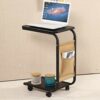 CHYSP Tea Table Side End Table for Office Coffee Table Magazine Shelf Small Table Movable Living Room Bedroom Furniture