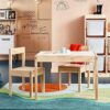 Ikea LATT-Children-s Table with 2 Chairs, White, Pine, Beige