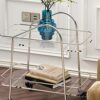 NXYJD Sofa Side Table Glass Corner Table Mobile Wheeled Small Coffee Table Living Room Table Dining Car Stainless Color  Silverclear glass