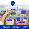 Sistema KLIP IT PLUS Food Storage Containers | 1 L | Leak-Proof, Stackable & Airtight Fridge/Freezer Containers with Lids | BPA-Free Plastic | Re