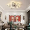 Becailyer 25in Modern Ceiling Fan with Lights, 50W Remote Control Dimming 5-Leaves Shape Led Flush Mount Ceiling Fan Lamp 6 Gear Wind Speed Quiet