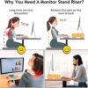 Monitor Riser Stand Bamboo wood Desk & Tabletop Organizer Monitor Mount Computer Laptop