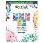 Garnier Sheet Mask Discovery Collection Face  Eye Sheet Mask set for Dehydrated Dull and Tired Skin with glycerin and hyaluronic acid  Pack of 5