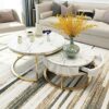 YANJ Coffee tables Nesting tables Side tables Drawer storage Side table in white marble Occasional round stand Tea table for living room Frame ma