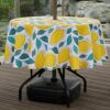 BTSKY 60 Patio Outdoor Umbrella Tablecloth with Zipper and Umbrella Hole, Water and Stain Resistant Round tablecloth, Sunflower