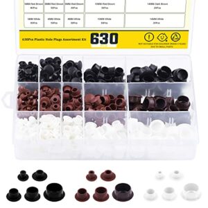 Mardatt 630 Pcs 5/6/8/10/14mm Plastic Hole Plug Button Top, Flush Type Panel Plugs Fastener Cover for Door Screw Chair Bookshelf Cabinet Cupboard