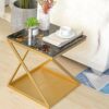 XYSQWZ Bedside Tables Side Table End Tables 2 Tier Square Storage Small Round Tea Table Coffee Table Mid Century Modern Coffee Table with Base fo