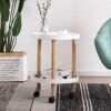 MKJLSD TablesCoffee Table Side Table Nightstand Corner Table Solid DoubleDecker Round Side Living Room Sofa Side Table Mobile