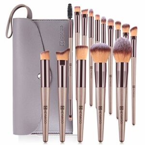 Makeup Brushes HEYMKGO 15PCS Champagne Gold Professional Makeup Brush Sets Foundation Brush Blending Powder Blush Concealers Eye Make Up Brush Se