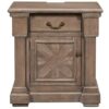 Merax Farmhouse Wood Night Stand with Drawer USB Ports and OutletsBedside End Table for Bedroom Living Room Brown Rubberwood Engineered 1 Set