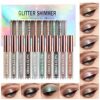 10 Pcs Liquid Glitter Eyeshadow Metallic Shimmer Glitter Eyeshadow Sweatproof Makeup Set Matte Glitter Pressed All Highly Pigmented Blending Powd