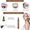 Microblading Eyebrow Pen with Double Ended Brow Brush Waterproof Eyebrow Pencil Longlasting Smudgeproof Brow Pen Makeup Cosmetic Tool Naturally D