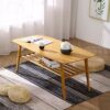 HZF Square Coffee Table Living Room Small Apartment Modern Solid Wood Tea Table Low Table Simple Bamboo End Table Storage Tea TableColorWalnutSiz
