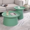 GFHLP Tea Table Round Coffee Table Modern Small Apartment Bay Window Balcony Table Combination Living Room Side Table Color  White Size  46  50cm