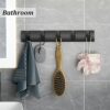maifey Black Coat Hooks Wall Mounted, Heavy Duty Coat Rack for Wall with 5 Hooks, Folding Metal Wall Hooks Towel Hooks for Bathroom, Space Alumin
