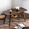 HZF Square Coffee Table Living Room Small Apartment Modern Solid Wood Tea Table Low Table Simple Bamboo End Table Storage Tea TableColorWalnutSiz