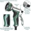 Hose Pipe Spray Gun Metal Garden Hose Nozzle with 9 Patterns Garden Hose Spray Gun for Hose Pipe for Watering Plants Washing Cars Pets