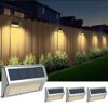 【Cool White】 Solar Fence Lights,Stainless Steel Decorative Lights LED Garden Lights,Waterproof Step Lights Wireless Outdoor Lights for Stair,Wall