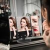 WEILY Lighted Makeup Mirror with 21 LED Lights Dual Power Supply 2X3X Magnifying LED Adjustable Brightness and Angle Black