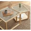 NIZAME Solid Wood Coffee Table Japanese Style Square Combination Glass Closed Edge Design Double Storage Mortise and Tenon Construction Modern Li