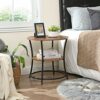 Bedside  2Tier End Table  Nightstand  Industrial Telephone Table  Bedside Table with Storage Shelf  Side Table Living Room Bedroom Office 40X40X6