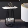 Round Coffee Table North Europe 2 Layer Marble Side Table Mini Small Round Table Corner Table Black Iron Coffee Table Living Room Balcony 42 x 62