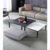 WuJiPeng Coffee Table Midcentury Modern Faux Marble Rectangular Coffee Tables With Black Metal Framefor Living Room Easy Assembly