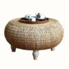 HIZLJJ Furniture Rustic Farmhouse Round Wood Coffee Accent Table Living Room Tatami Coffee Floor Balcony Double Coffee Tables