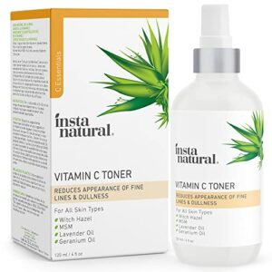 InstaNatural Vitamin C Toner Facial Toner with Witch Hazel for Brightening Hydrating and Anti Aging Face Primer for Serum  Moisturizer
