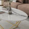 End Tables Modern Marble End Table Oval Sofa Side Table for Small Apartment Living Room Bedside Coffee Table Easy Assembly Size  1005045cm