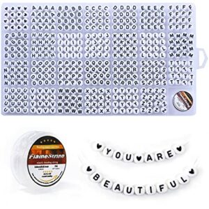 Eppingwin 1400 pcs Letter Beads, 4x7 mm Acrylic Beads, Beads for Jewelry Making, Beads for Bracelet Making, Alphabet Beads, in 28 Grid Box (White