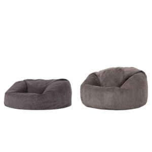 icon Soul Cord Loveseat Bean Bag Sofa Charcoal Grey Extra Large 130cm x 116cm xxxl 000MONJC062 Soul Kingston Classic Cord Bean Bag Chair Charcoal