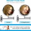 Miusco Wall Mounted Makeup Mirror, Premium 7X Magnifying 8'' Two-Sided Bathroom Vanity Mirror, Extendable Arm, Round, Chrome