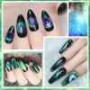 MIZHSE Glitter Nail Polish Cat Eye 9D Gel Nail with Magnetic Stick SoakOff UV LED Gel Polish Discoloration Green Black Manicure DIY Gel Nail Poli