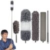 Extendable Feather Duster, Microfiber Dusters for Cleaning Ceilings Fan, 250CM Extension Pole flexible to Reach Cobwebs, Washable Duster for Furn