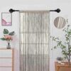 HSYLYM Knitting String Curtain Panels Dense Polyester Fringe Curtain Fly Screens Room Divider for Door Window DecorEcru90x200cm
