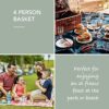 Tower Coast & Country CC879021 Heritage 4 Person Wicker Picnic Basket with Ceramic Plates, Cutlery Sets, Plastic Wine Glasses, Bottle Opener, Bro