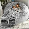 Cookit Bean Bag Chair CoverCover OnlyNo Filler Chair Cushion Big Round Soft Fluffy PV Velvet Washable Lazy Sofa Bed Cover Living Room bedroom Fur