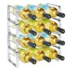 mDesign Set of 2 Wine Rack – Stackable Metal Wine Shelf for up to 3 Bottles – Convenient Shelf for Wine Bottles and More – Bronze